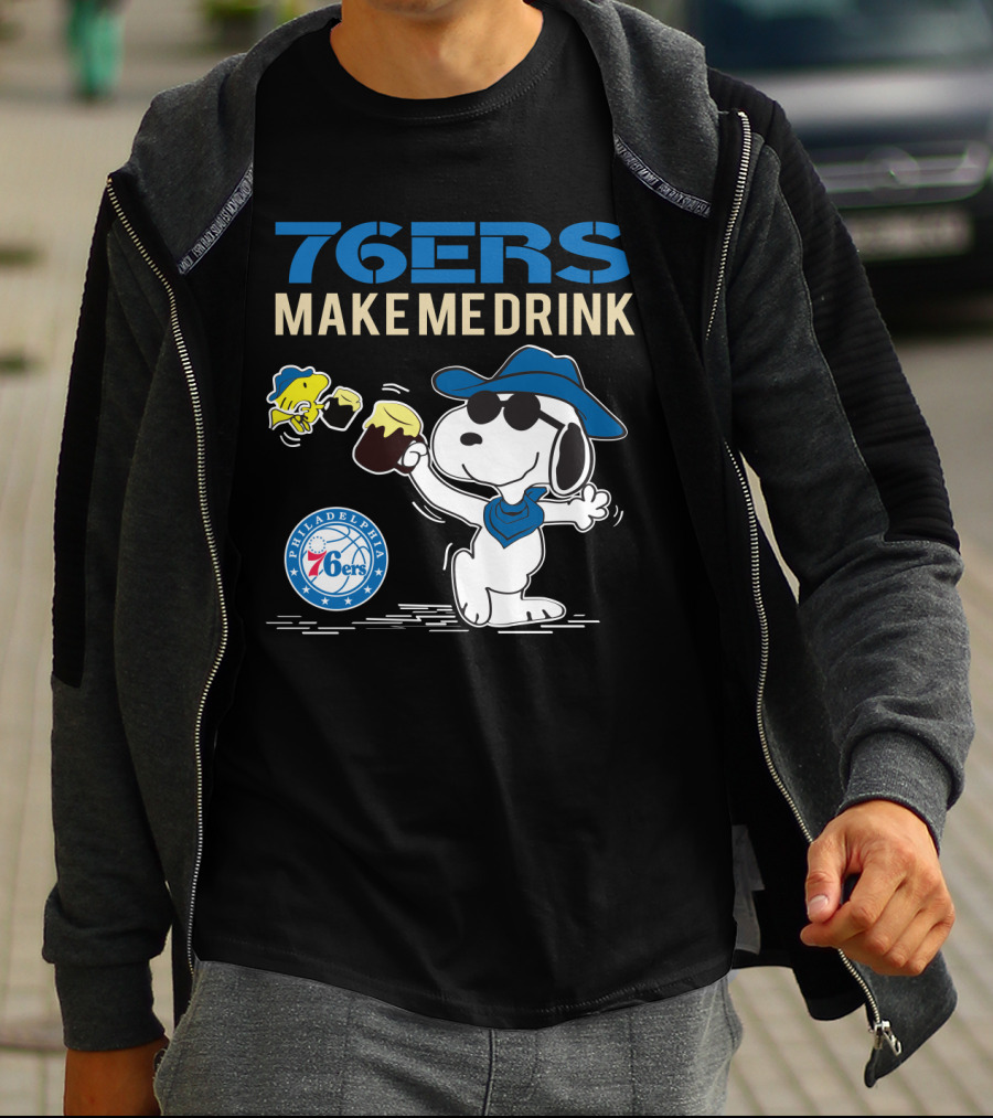 Philadelphia 76ers Snoopy Make Me Drink T-Shirt