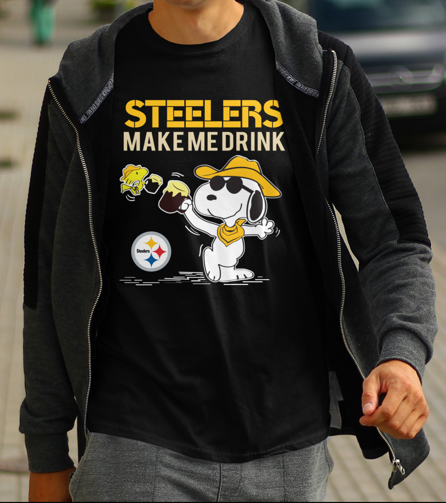 Steelers Make Me Drink Snoopy Pittsburgh Steelers Fans T-Shirt