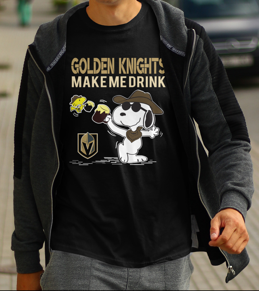 Snoopy Golden Knights Make Me Drink Vegas Fans Peanuts Style T-Shirt
