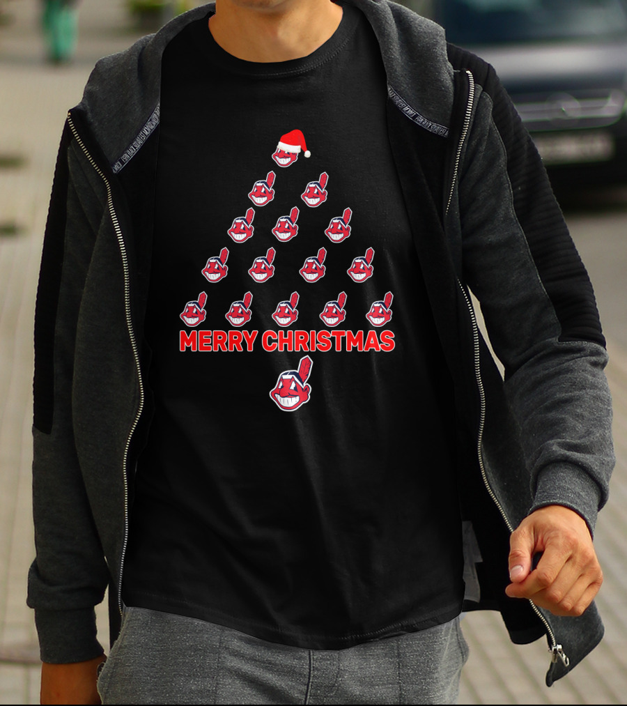 Merry Christmas Cleveland Indians Fans Holiday Tree T-Shirt