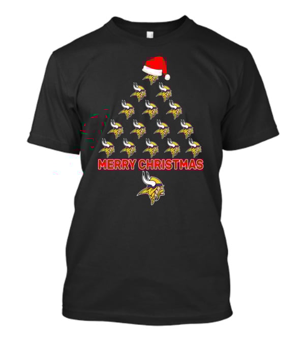 Merry Christmas Minnesota Vikings Tree Santa Hat T-Shirt