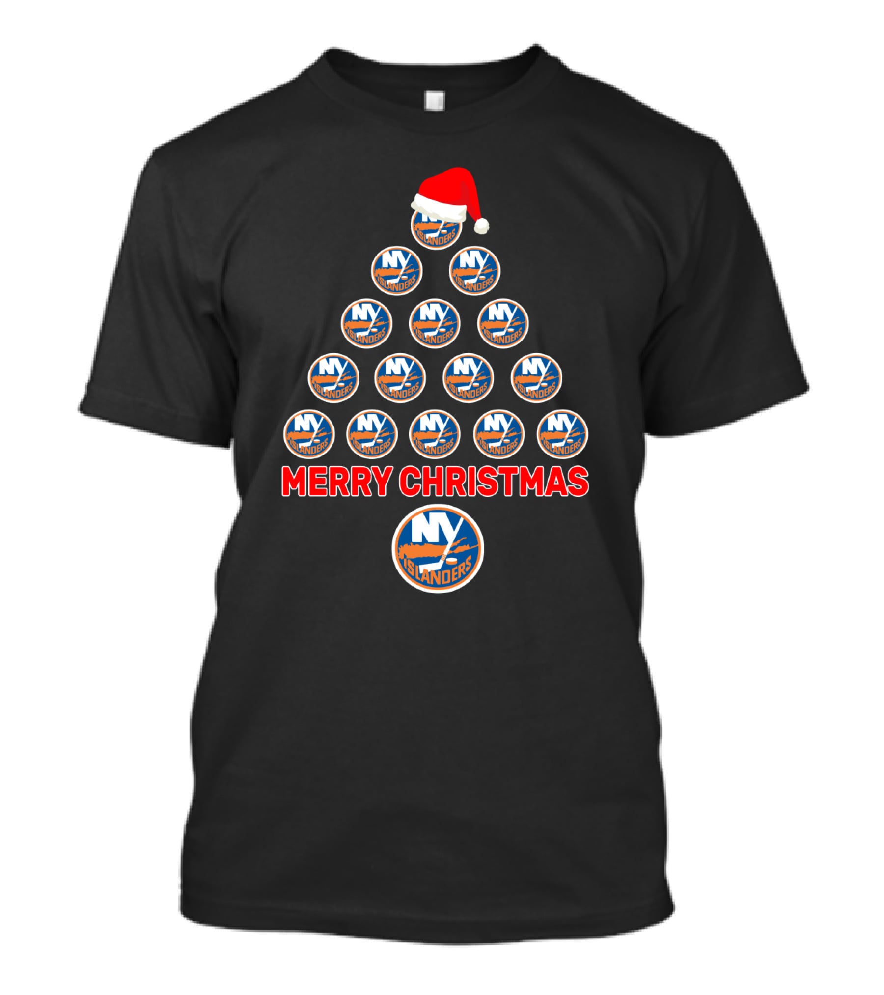 Merry Christmas New York Islanders Hockey Logos Christmas Tree T-Shirt