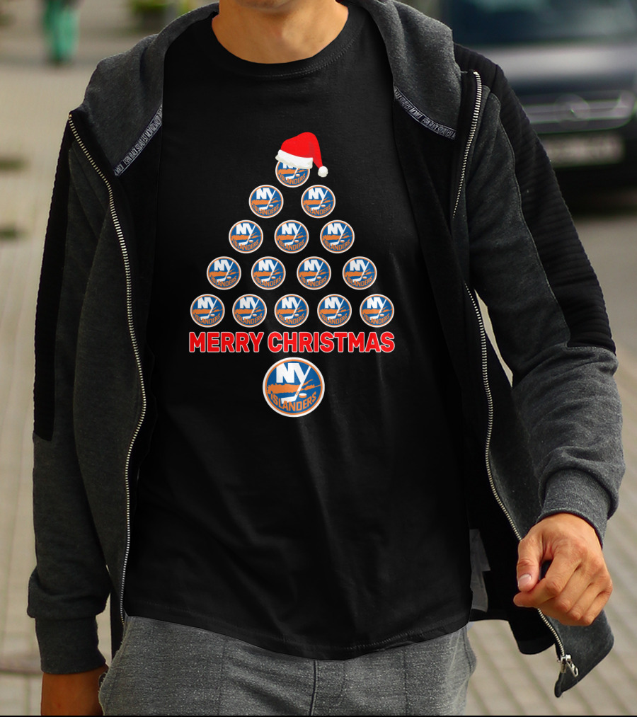 Merry Christmas New York Islanders Hockey Logos Christmas Tree T-Shirt