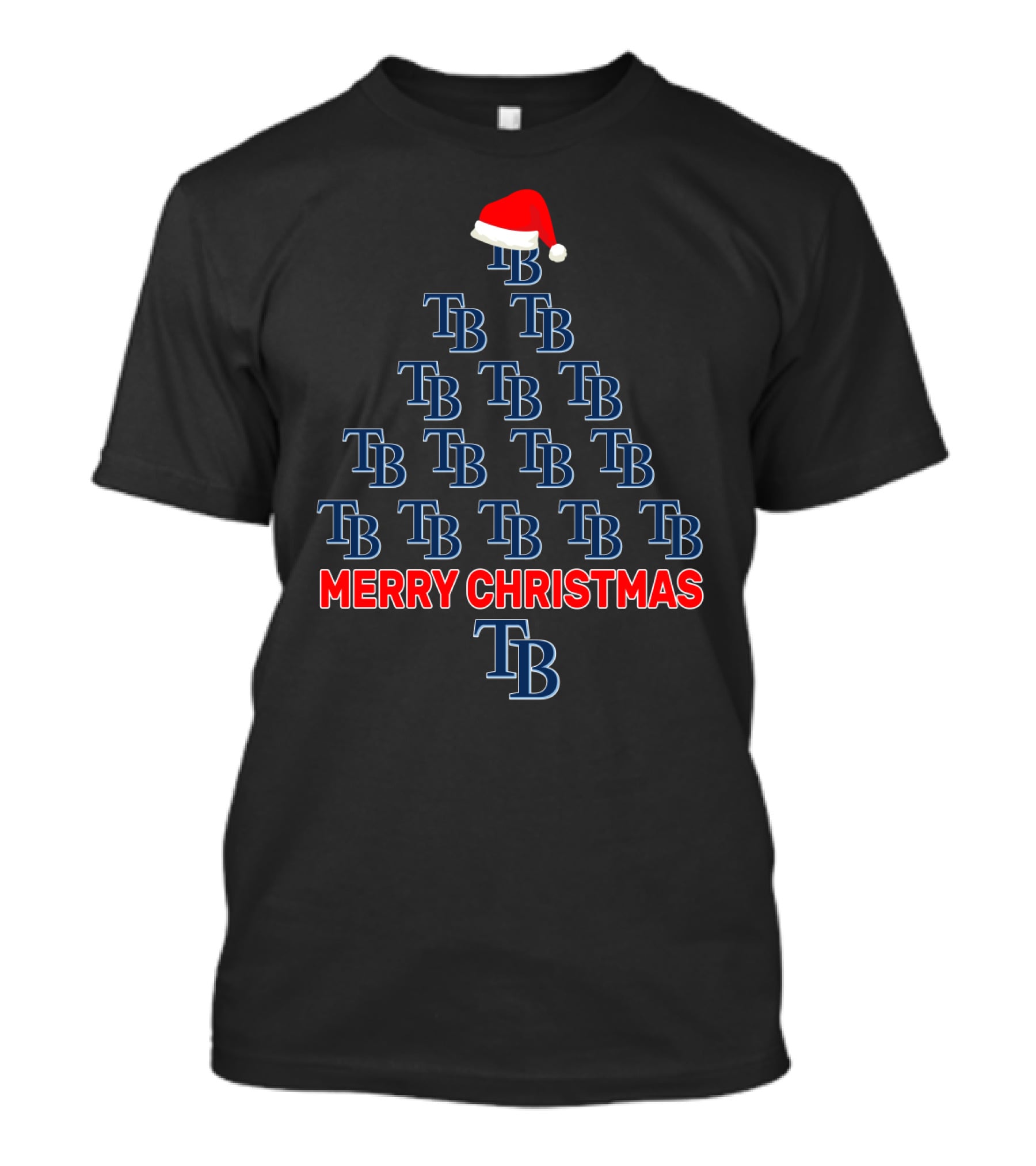 Merry Christmas Tampa Bay Rays Tree With Santa Hat T-Shirt