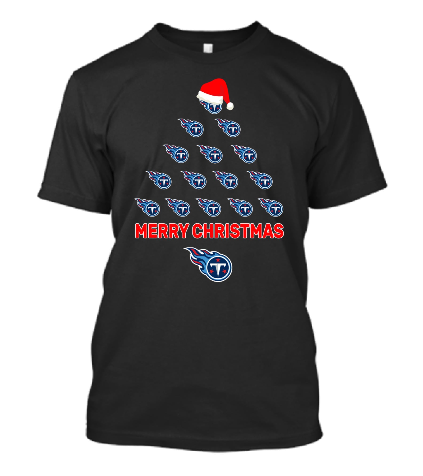 Merry Christmas Tennessee Titans Santa Hat Tree T-Shirt