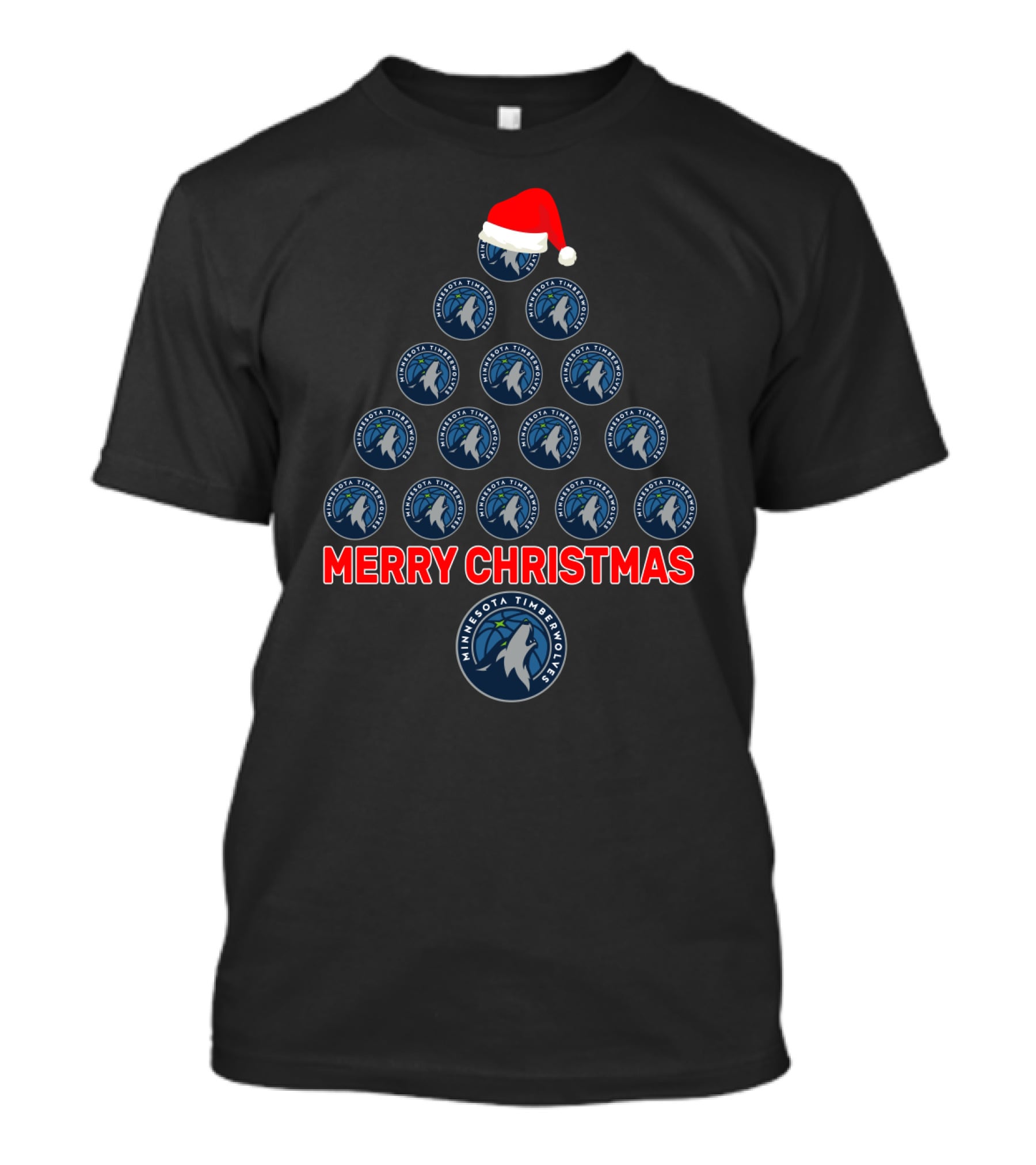 Merry Christmas Minnesota Timberwolves Christmas Tree Fan T-Shirt