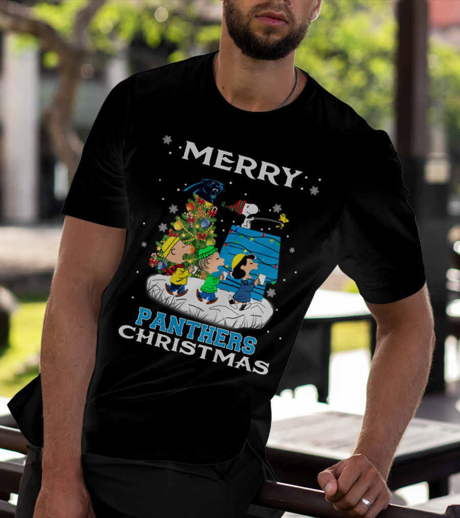 Merry Carolina Panthers Christmas Snoopy Peanuts Fans T-Shirt