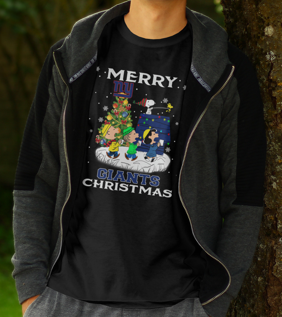 Merry Ny Giants Christmas Snoopy Fans T-Shirt