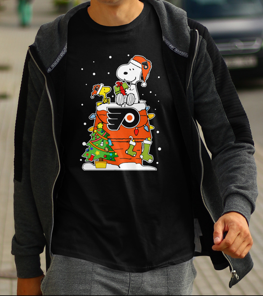 Philadelphia Flyers Snoopy Woodstock Christmas Winter Cheer T-Shirt