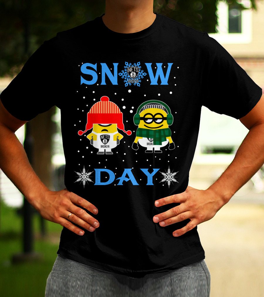 Brooklyn Nets Minions Snow Day Celebration T-Shirt