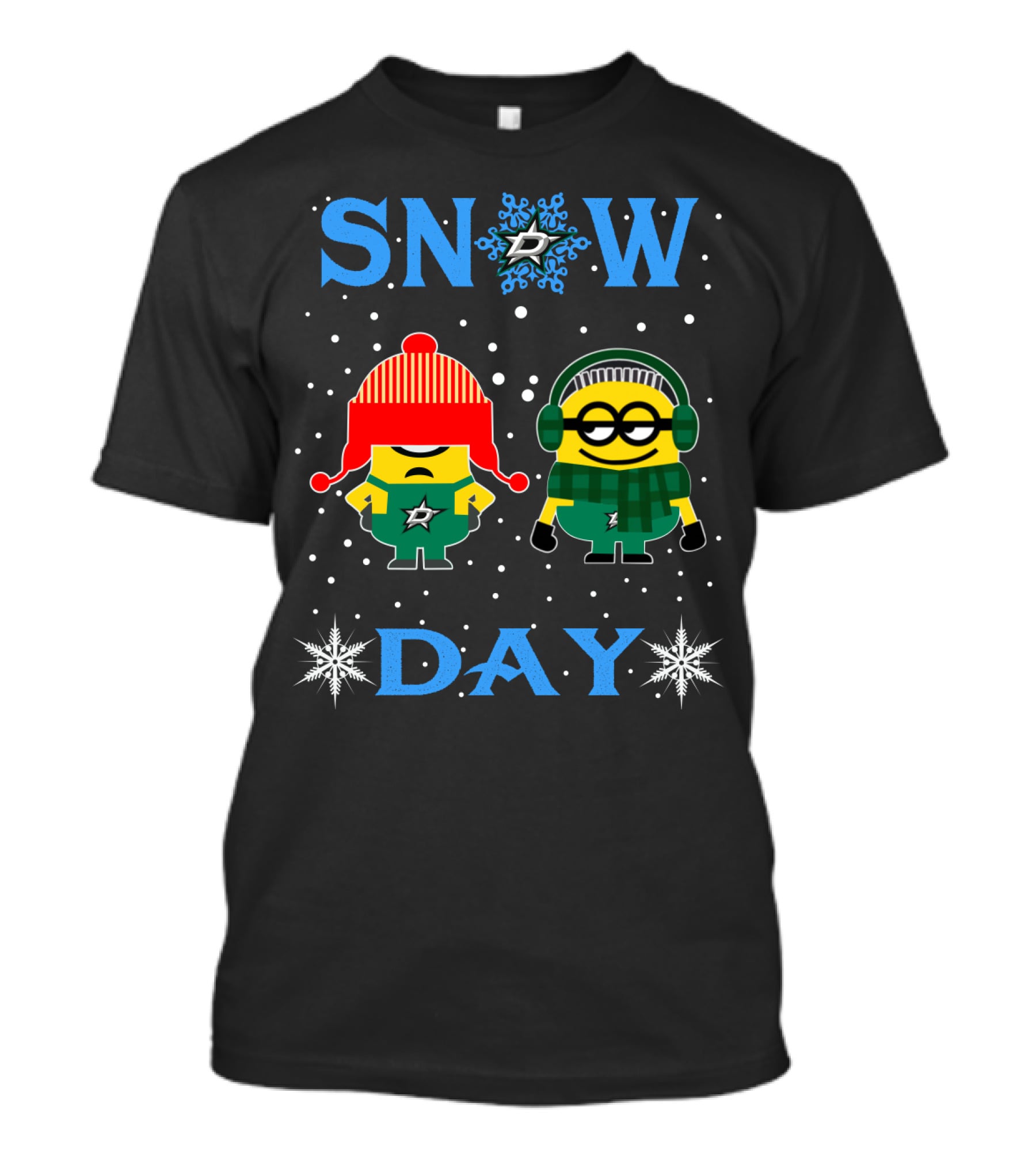 Dallas Stars Snow Day Minions Fans Winter Fun T-Shirt