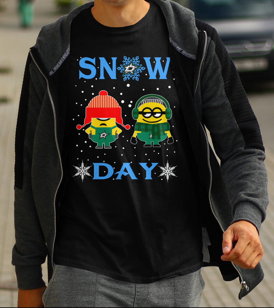 Dallas Stars Snow Day Minions Fans Winter Fun T-Shirt
