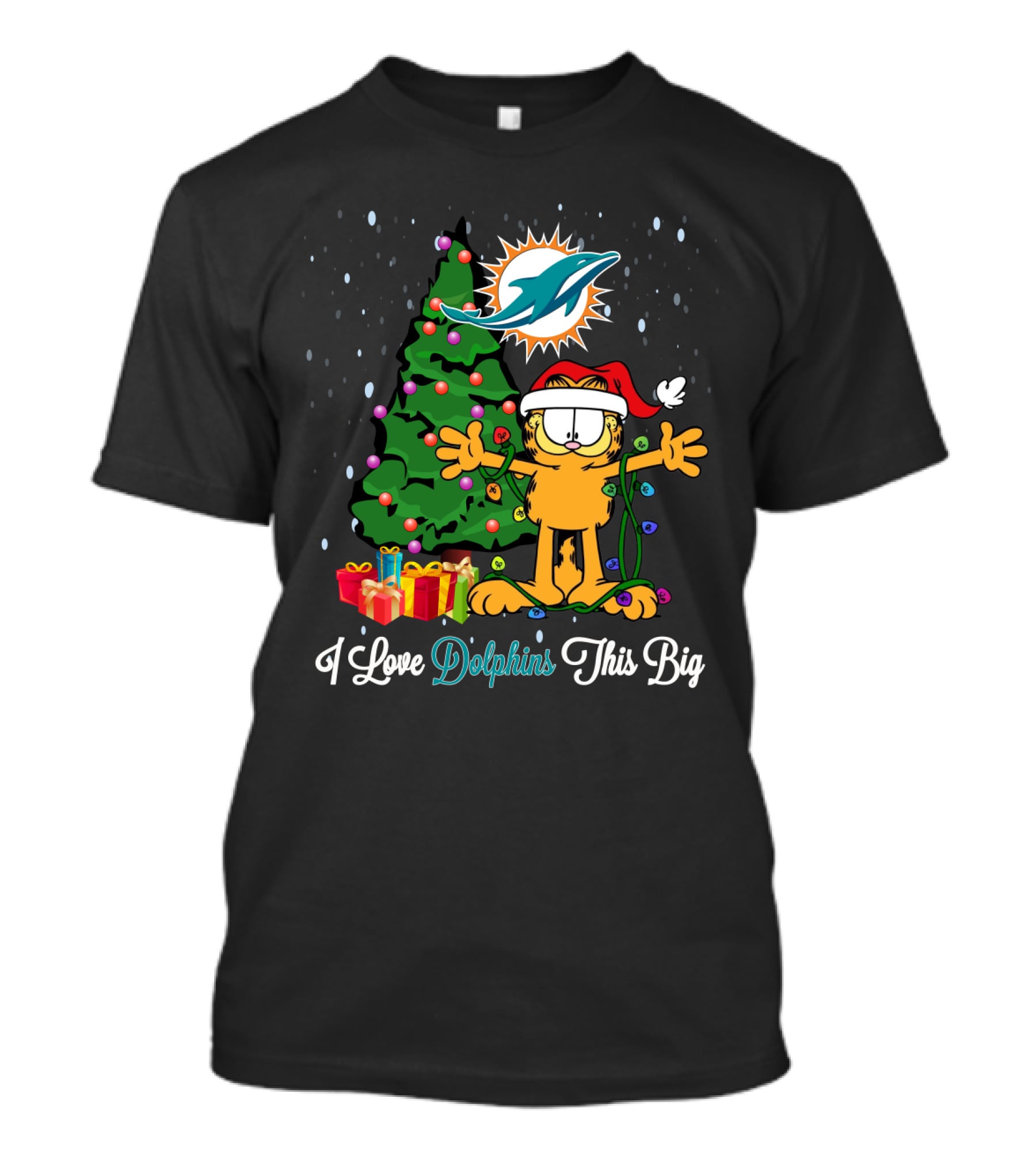 Garfield Christmas I Love Miami Dolphins This Big T-Shirt