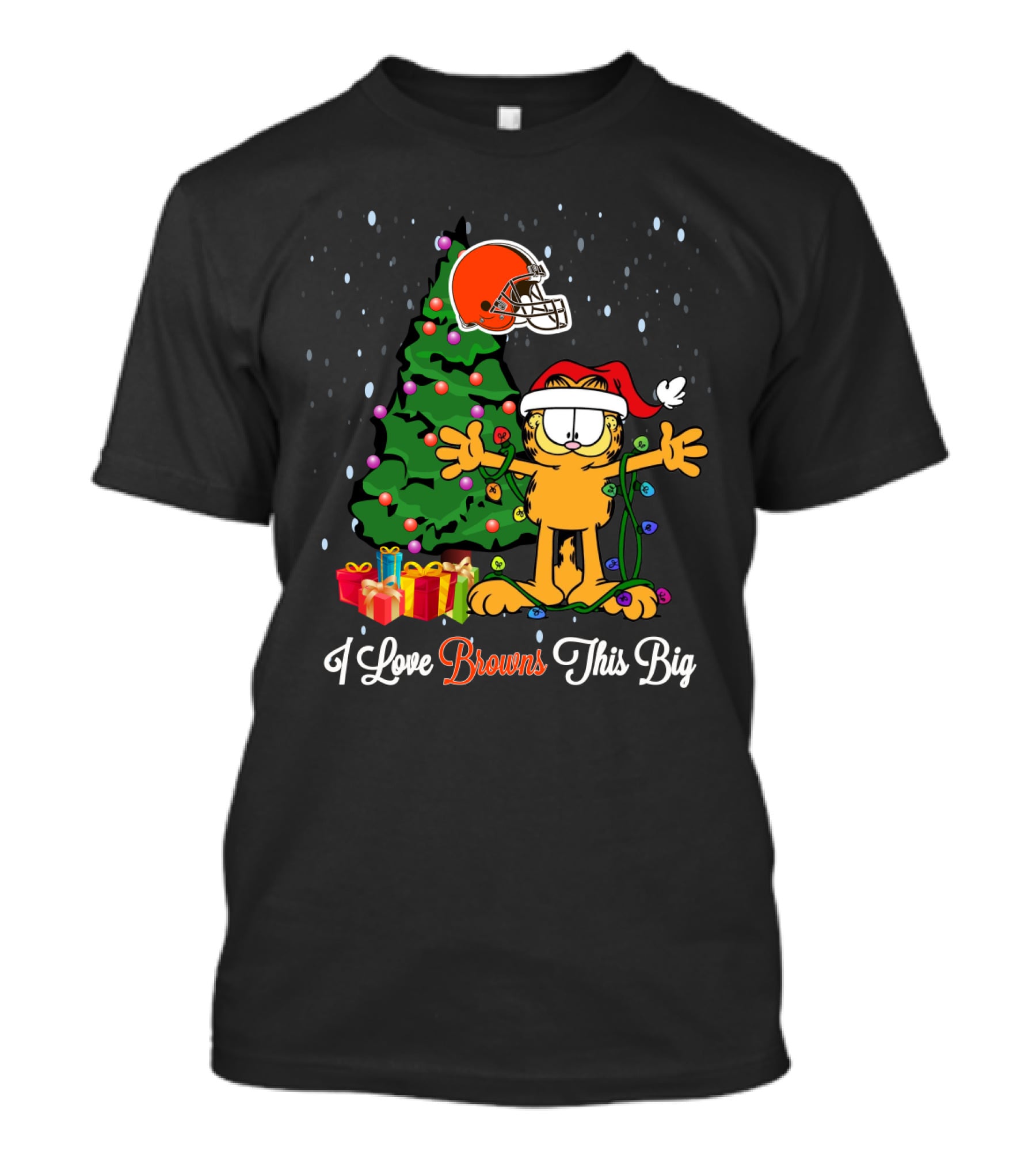 I Love Browns This Big Christmas Garfield Cleveland Browns Fans T-Shirt