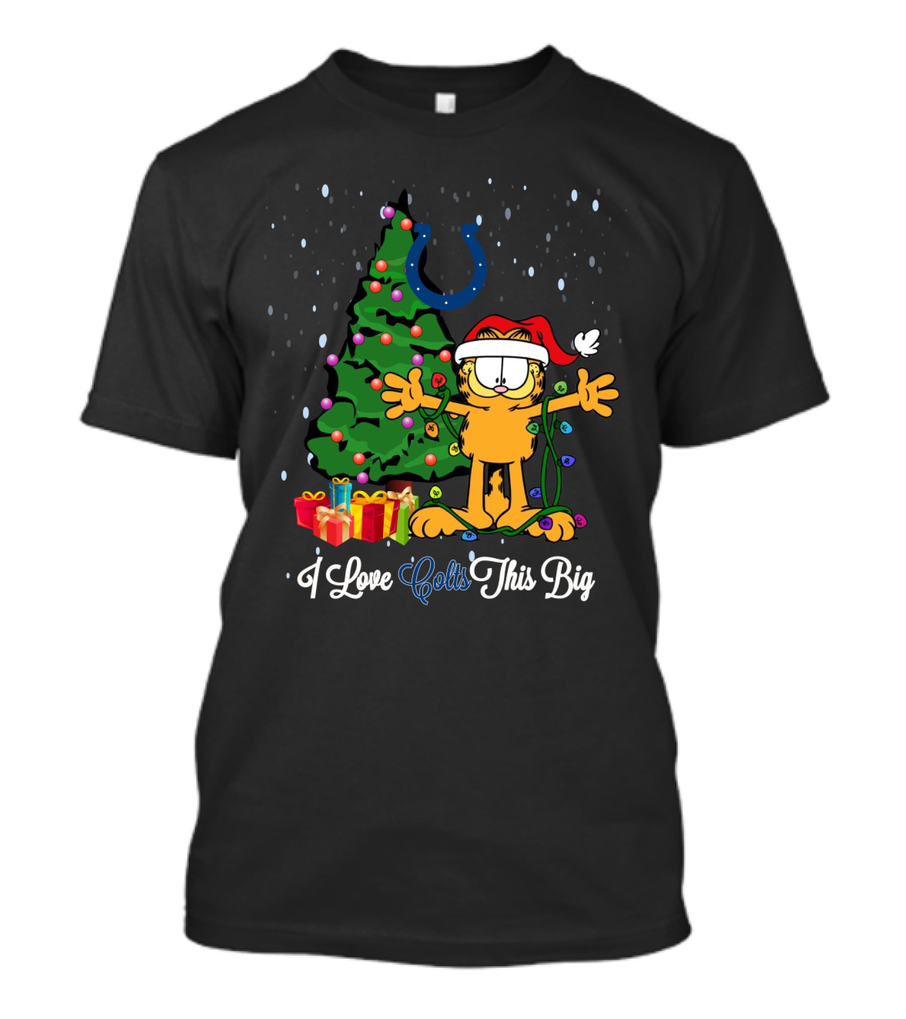 I Love Colts This Big Xmas Garfield Cat Indianapolis Colts T-Shirt
