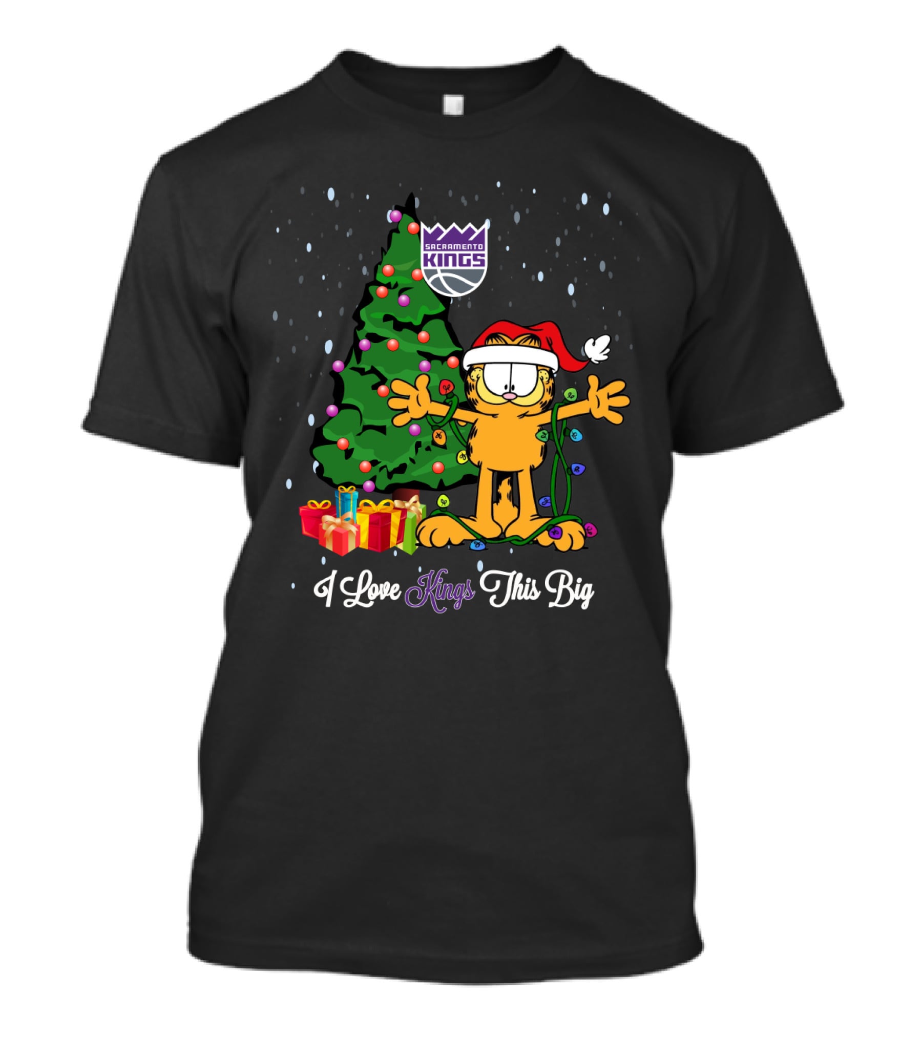 Garfield I Love Sacramento Kings This Big Christmas Holiday Celebration T-Shirt