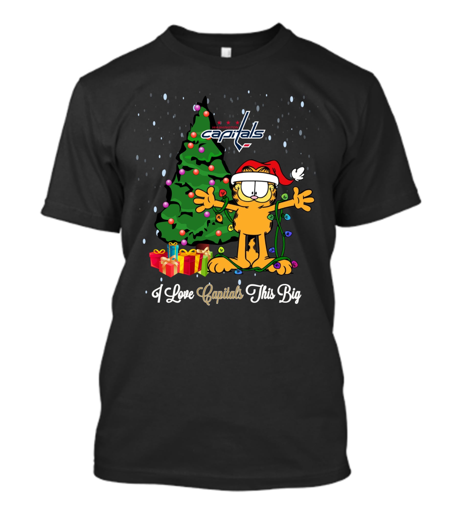 I Love Capitals This Big Garfield Christmas Theme Washington Capitals T-Shirt