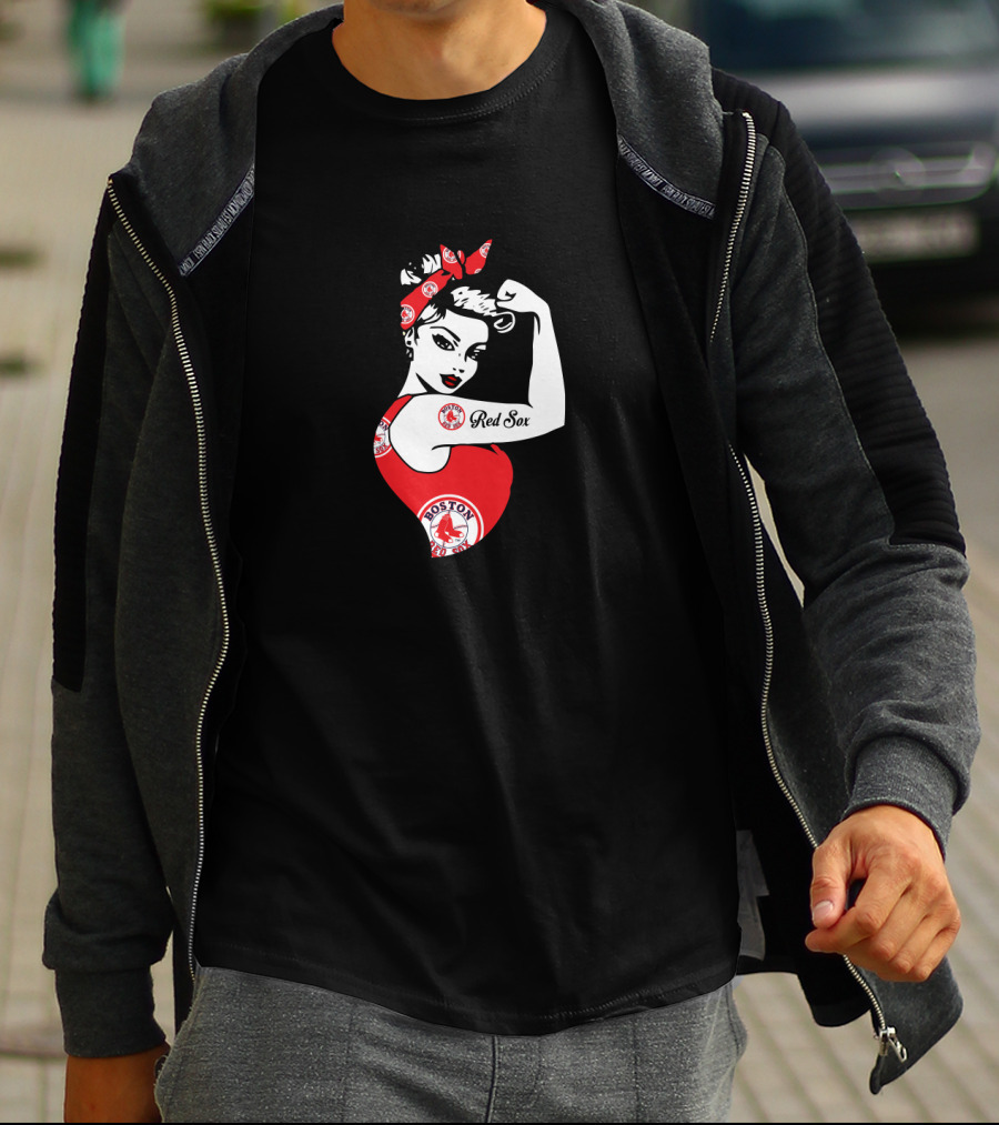 Boston Red Sox Unbreakable Strong Girl Rosie The Riveter T-Shirt