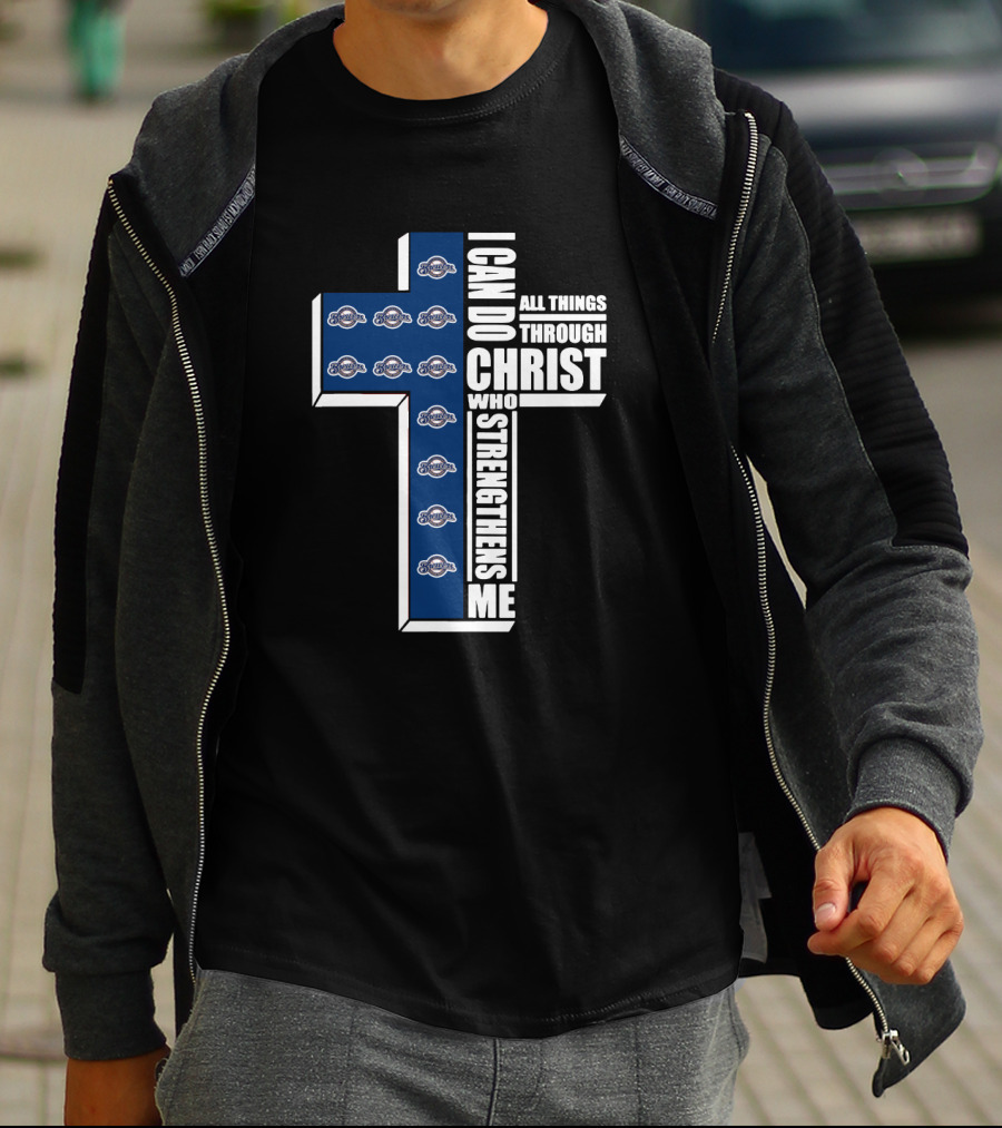 Milwaukee Brewers I Can Do All Things Through Christ Logo Cross T-Shirt