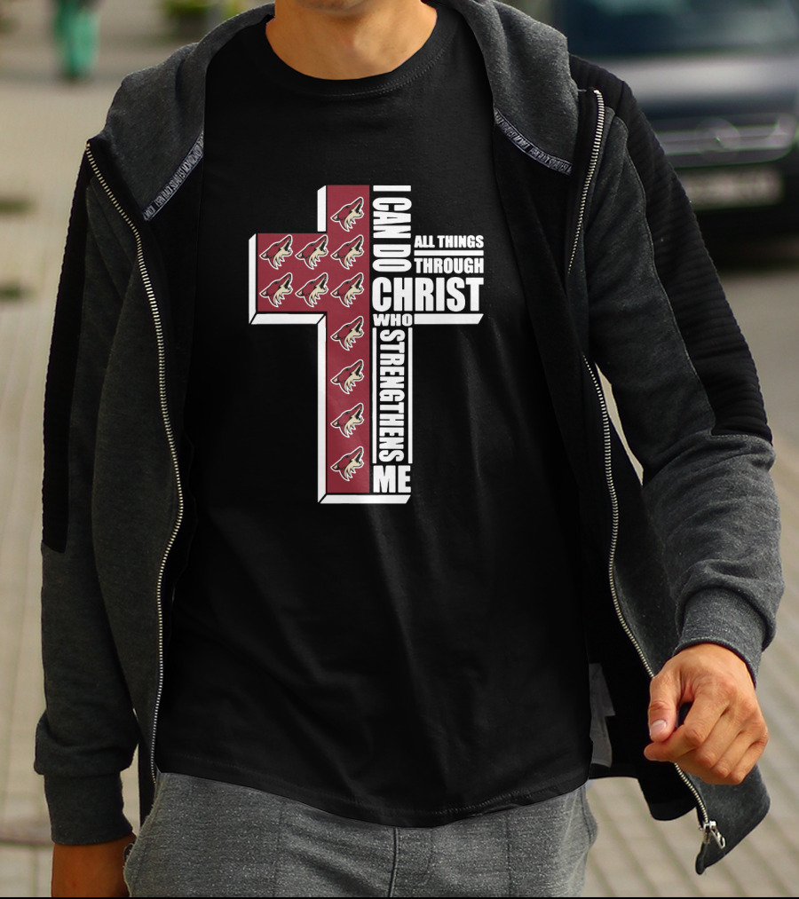 I Can Do All Things Through Christ Who Strengthens Me Coyotes Cross Logos T-Shirt