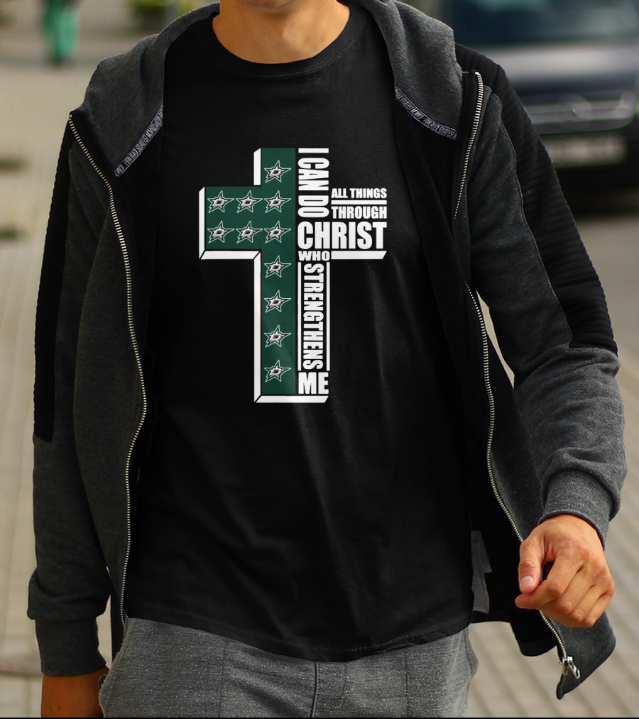 Dallas Stars I Can Do All Things Through Christ Christian Cross T-Shirt