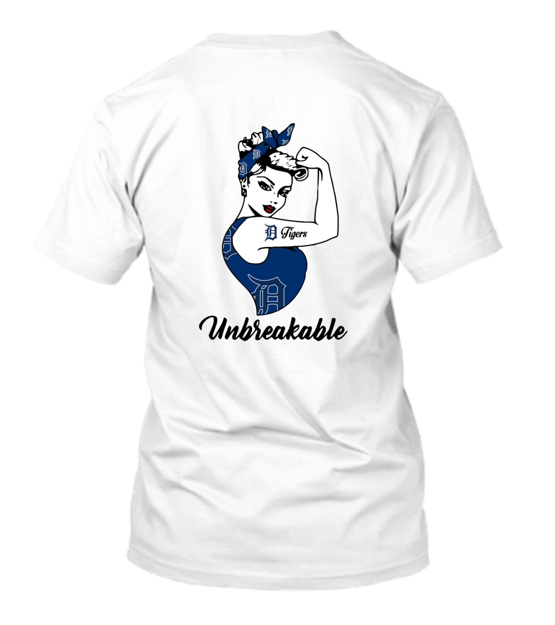 Unbreakable Detroit Tigers Strong Girl With Tattoo And Bandana T-Shirt