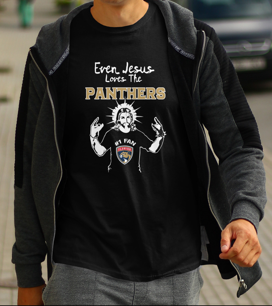 Even Jesus Loves The Panthers Florida #1 Fan Hockey Team T-Shirt