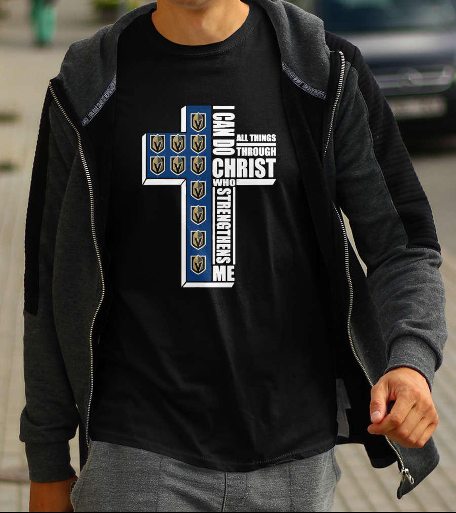 I Can Do All Things Through Christ With Strengthens Me Knights Shield Cross T-Shirt