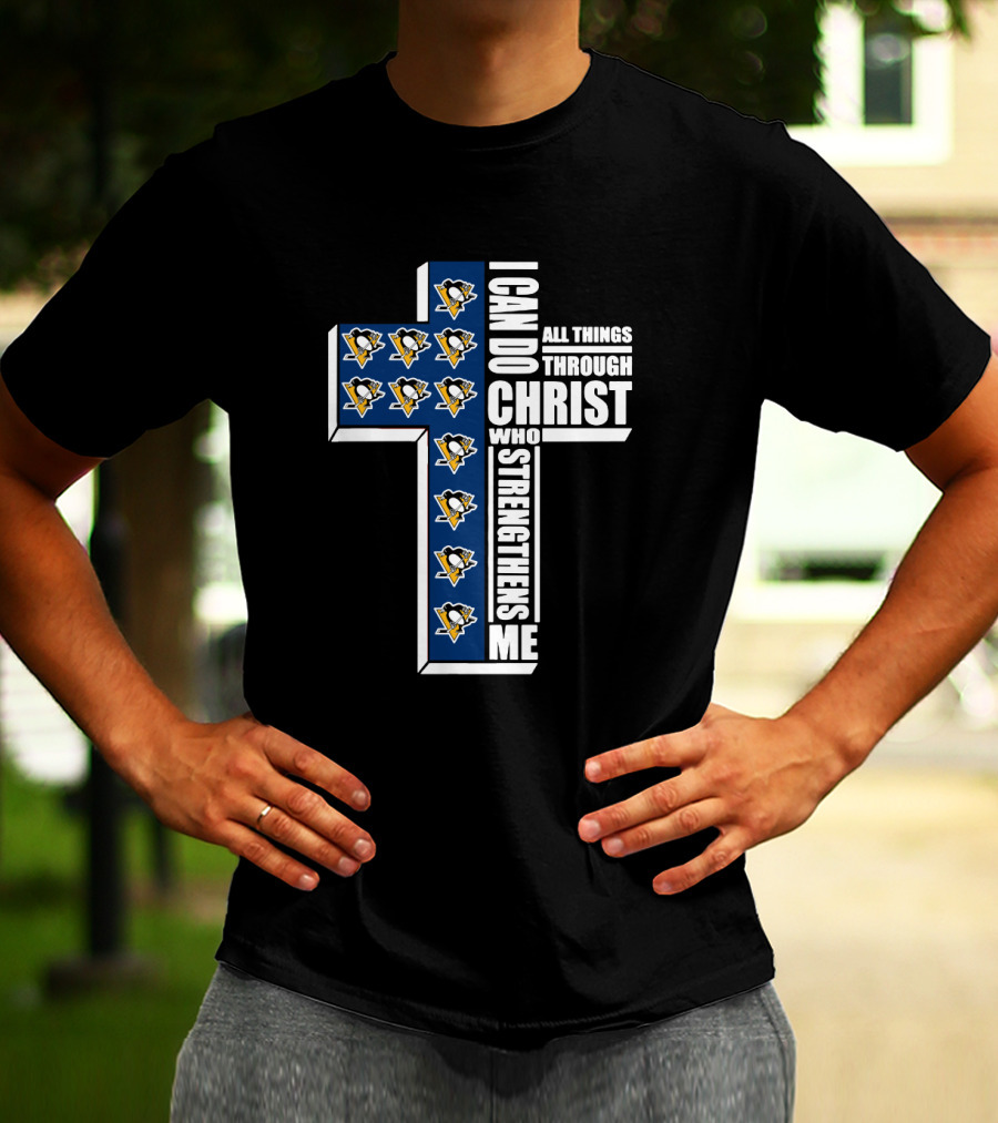 Penguins I Can Do All Things Through Christ Who Strengthens Me Cross T-Shirt