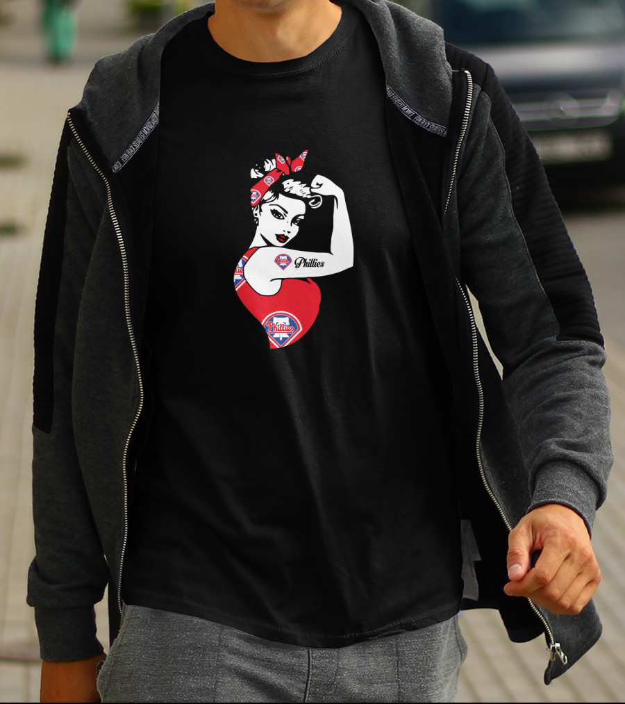 Philadelphia Phillies Unbreakable Strong Girl Rosie Riveter T-Shirt