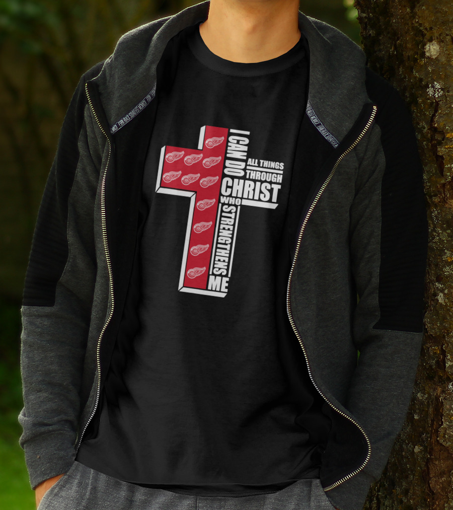 Red Wings I Can Do All Things Through Christ Who Strengthens Me Cross T-Shirt