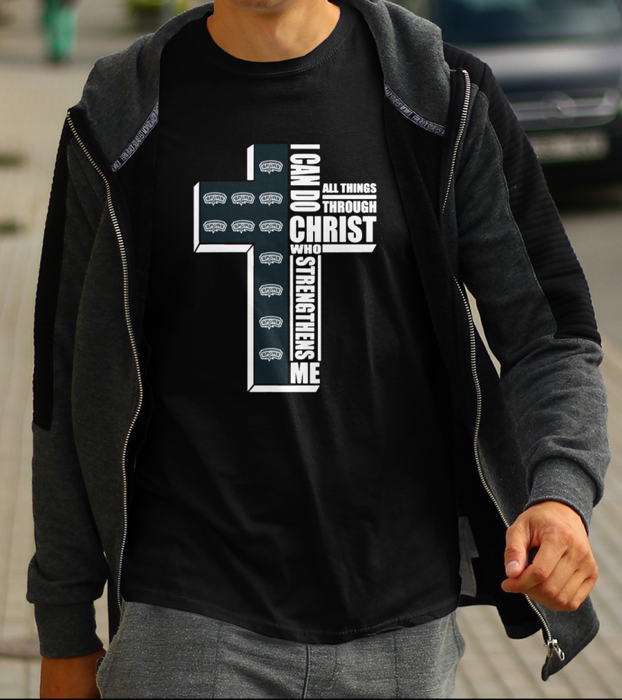 Spurs I Can Do All Things Through Christ Who Strengthens Me Cross T-Shirt