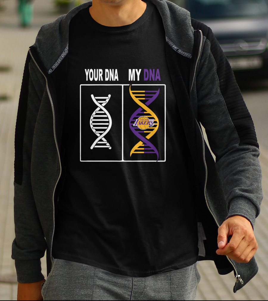 Your Dna My Dna Los Angeles Lakers Fan Symbolic Dna Double Helix T-Shirt