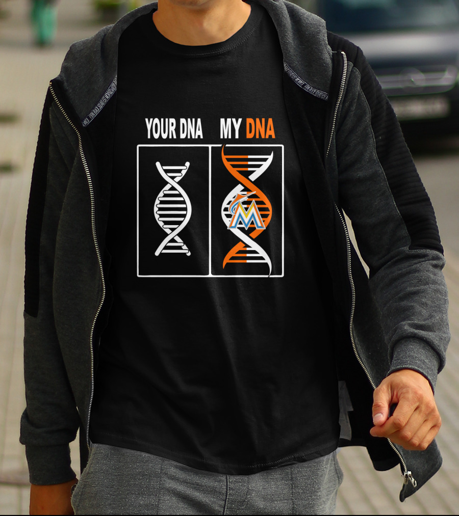 Miami Marlins DNA Double Helix Logo Your DNA My DNA T-Shirt