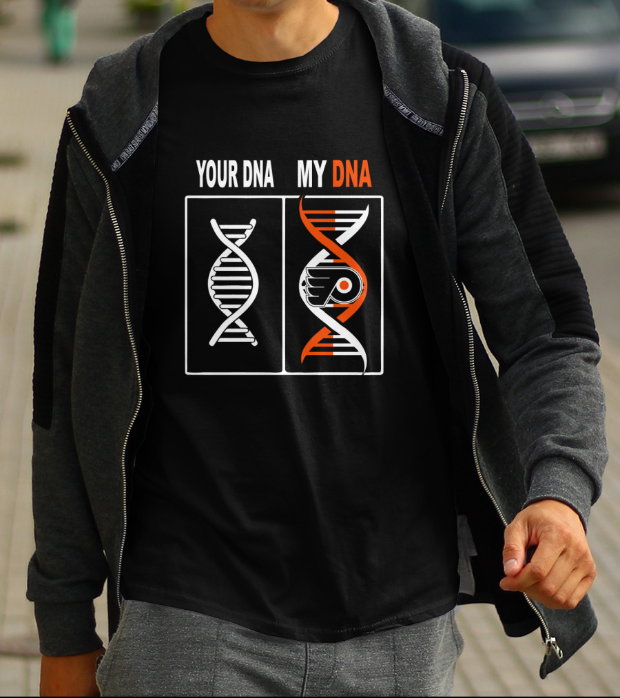 Your DNA My DNA Philadelphia Flyers Hockey Fan Logo Representation T-Shirt