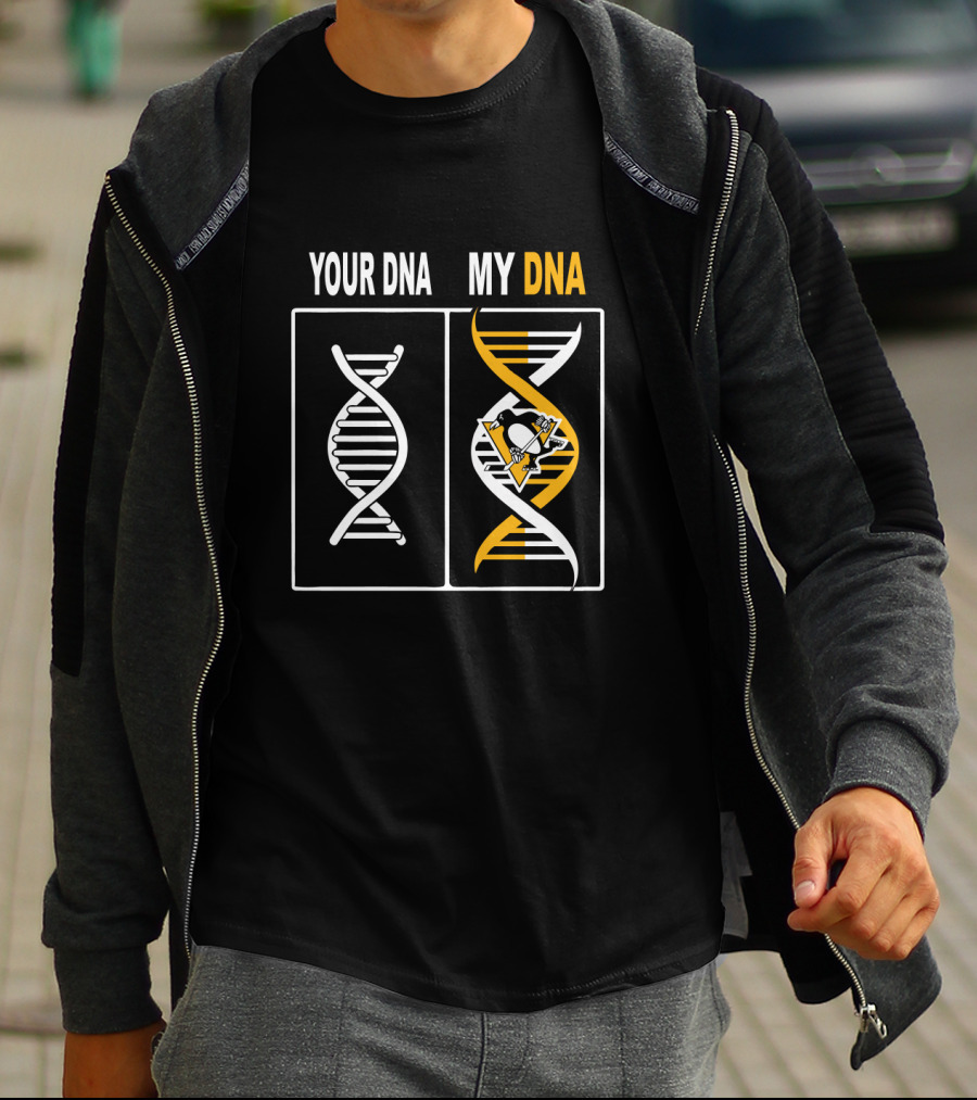 Your DNA My DNA Pittsburgh Penguins Hockey Logo DNA Strands T-Shirt