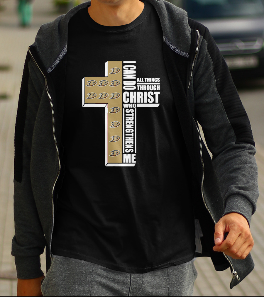 Anaheim Ducks I Can Do All Things Through Christ Who Strengthens Me Cross T-Shirt