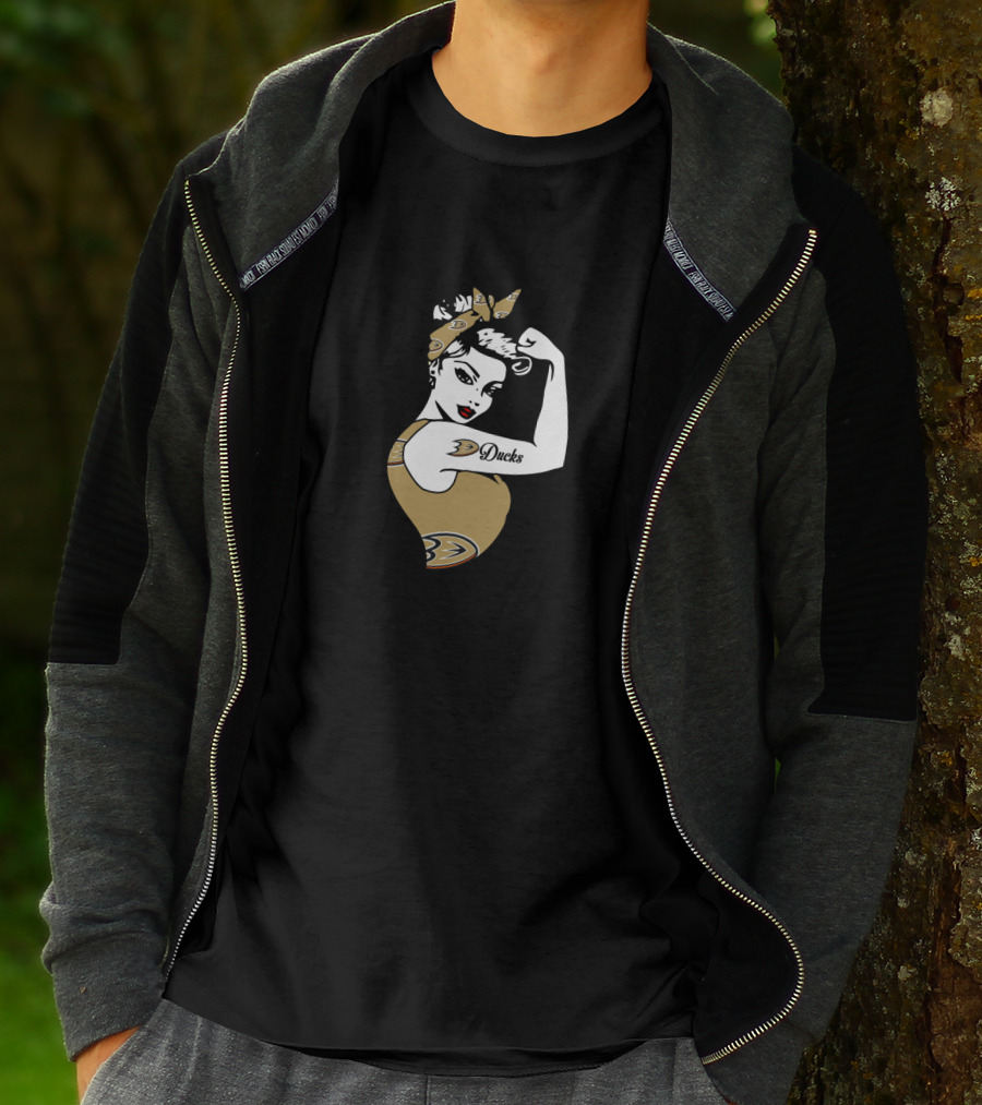 Anaheim Ducks Unbreakable Strong Girl Rosie The Riveter T-Shirt