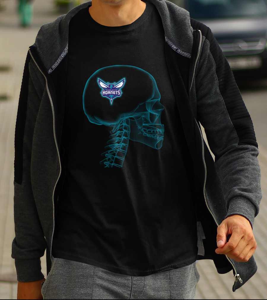 Charlotte Hornets Halloween Skeleton Brain T-Shirt