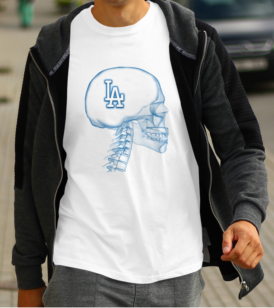 Los Angeles Dodgers LA Logo Brain X-Ray T-Shirt