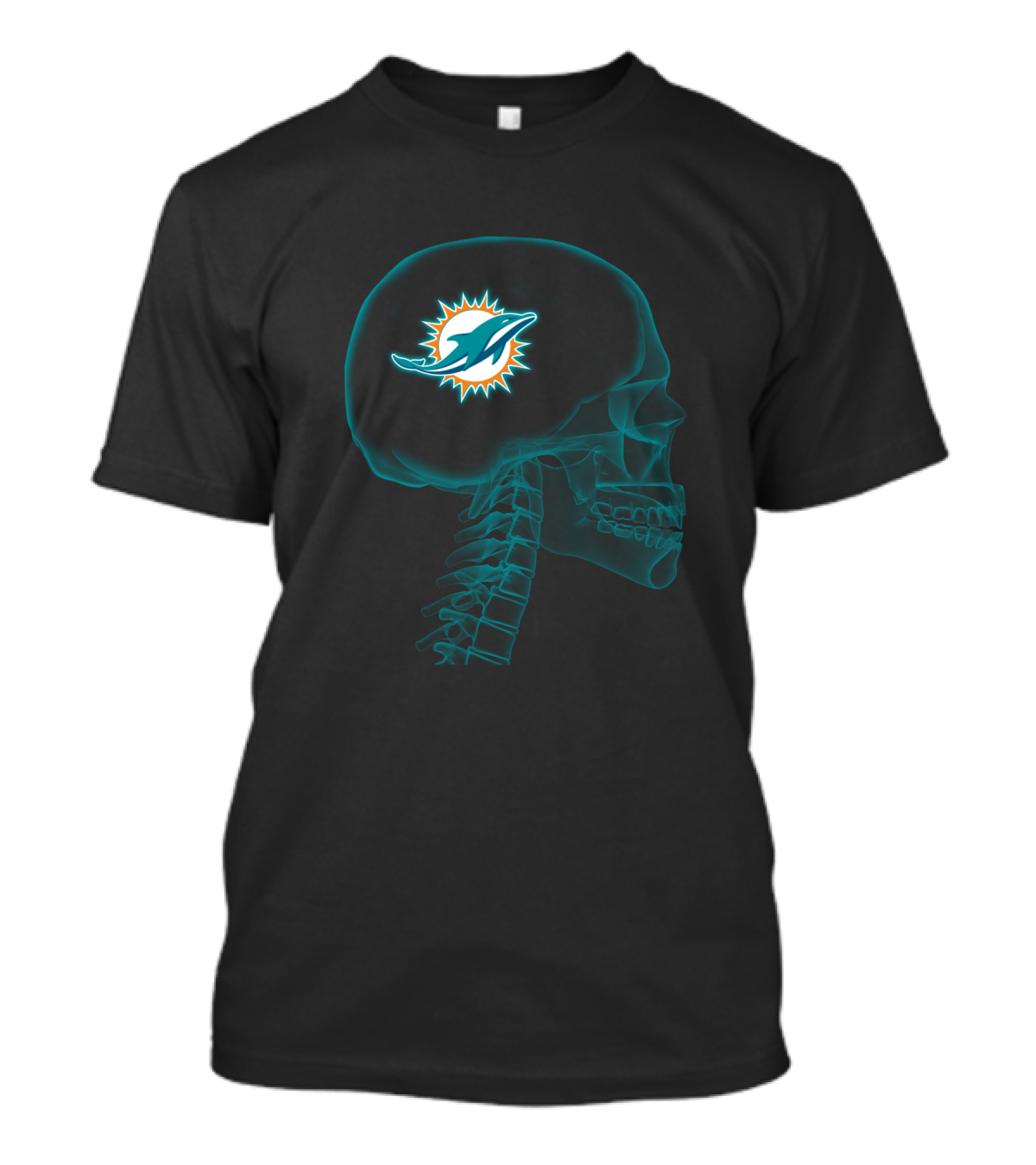 Miami Dolphins Skull Logo In My Brain Halloween T-Shirt