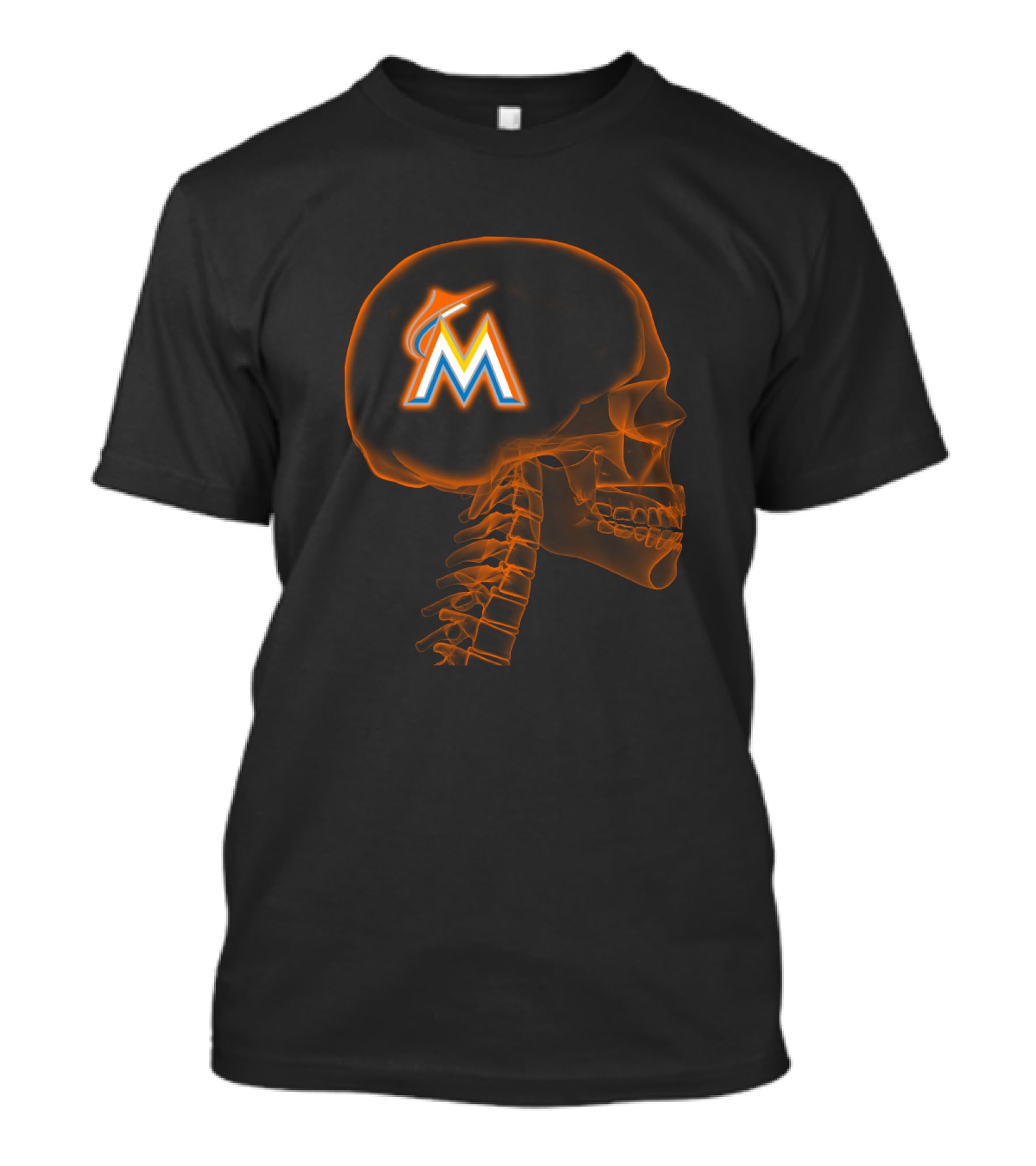 Miami Marlins Brain X-Ray Skeleton T-Shirt