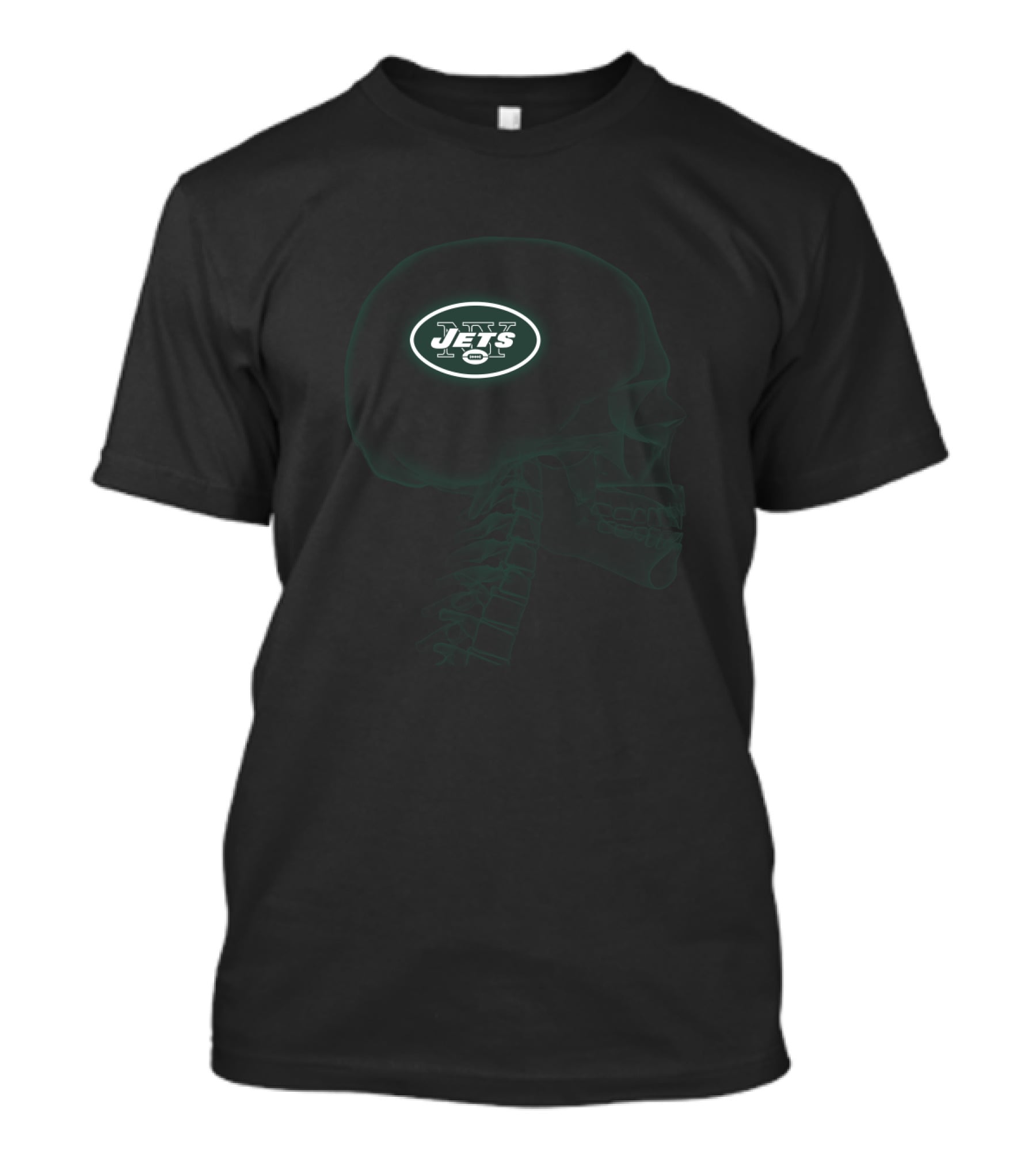 New York Jets Logo Inside Skull Halloween For Fans T-Shirt
