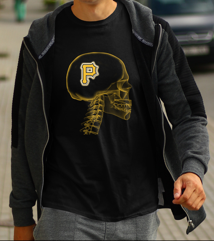 Pittsburgh Pirates Enthusiast Skull With Logo Brain X-Ray T-Shirt