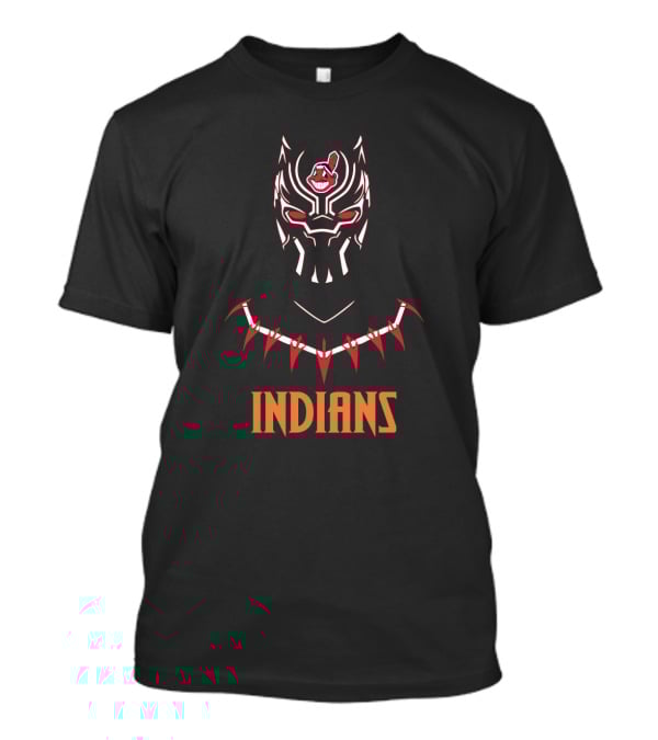 Black Panther With Cleveland Indians Logo Fans T-Shirt