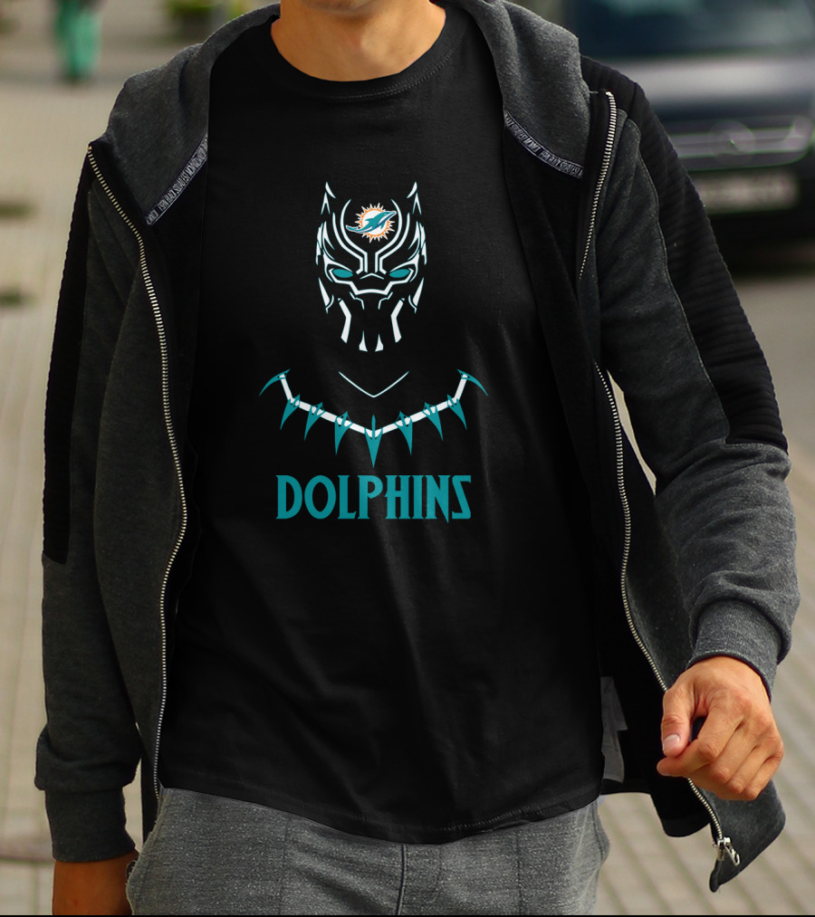 Black Panther Miami Dolphins Fusion Fans T-Shirt