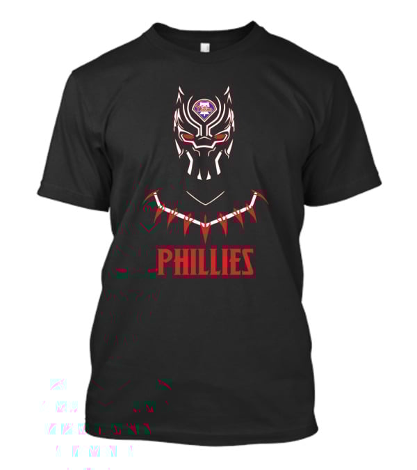Black Panther Mask With Phillies MLB Logo For Fans T-Shirt