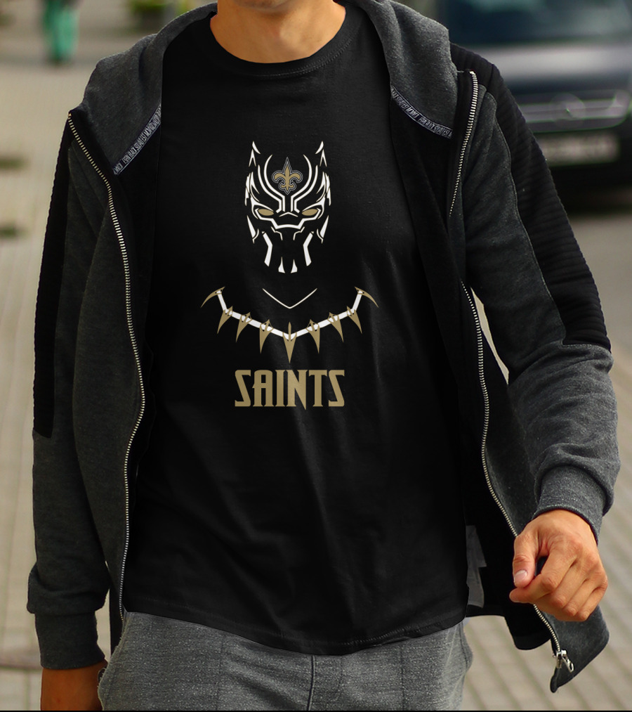 Black Panther Saints Fans Fleur-De-Lis Mask T-Shirt