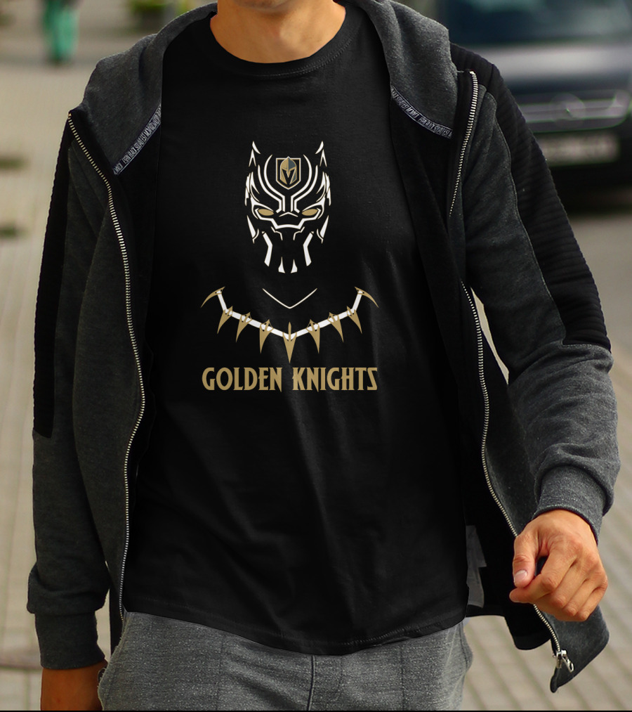 Golden Knights Black Panther Helm Symbol Collaboration T-Shirt