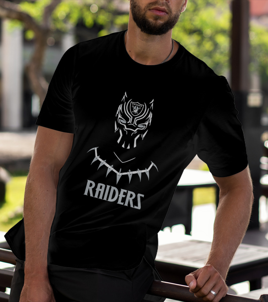 Raiders Fans With Black Panther Mask Design Representing Oakland Loyalty T-Shirt